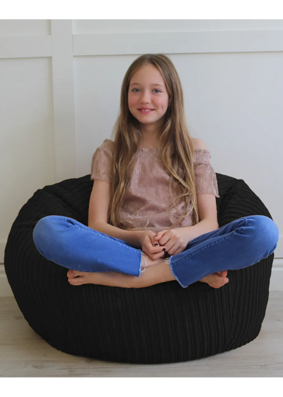rucomfy Jumbo Cord Kids Slouchbag Black Beanbag