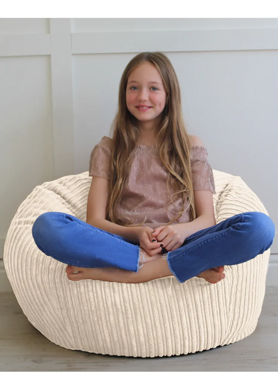 rucomfy Jumbo Cord Kids Slouchbag Ivory Beanbag