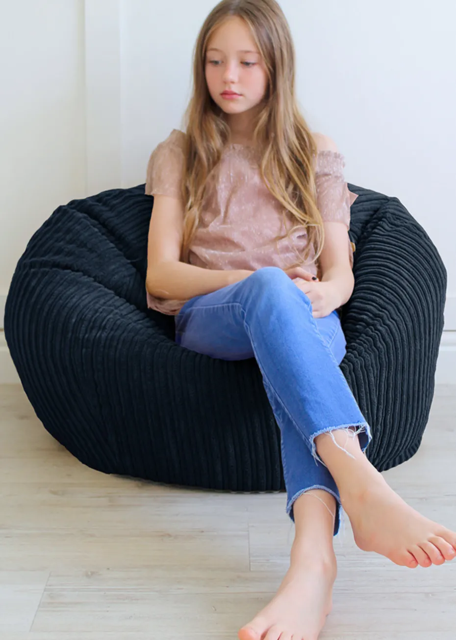 rucomfy Jumbo Cord Kids Slouchbag Navy Blue Beanbag