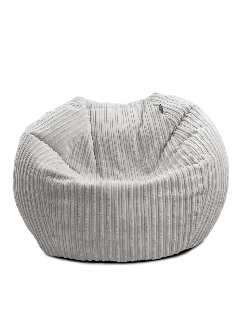 rucomfy Jumbo Cord Kids Slouchbag Platinum Grey Beanbag