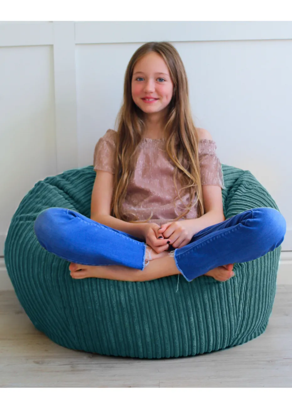 rucomfy Jumbo Cord Kids Slouchbag Teal Beanbag