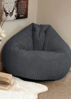 rucomfy Jumbo Cord Slouchbag Slate Grey Beanbag