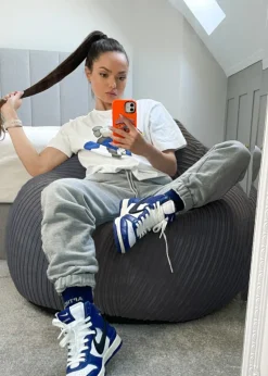 rucomfy Jumbo Cord Slouchbag Slate Grey Beanbag