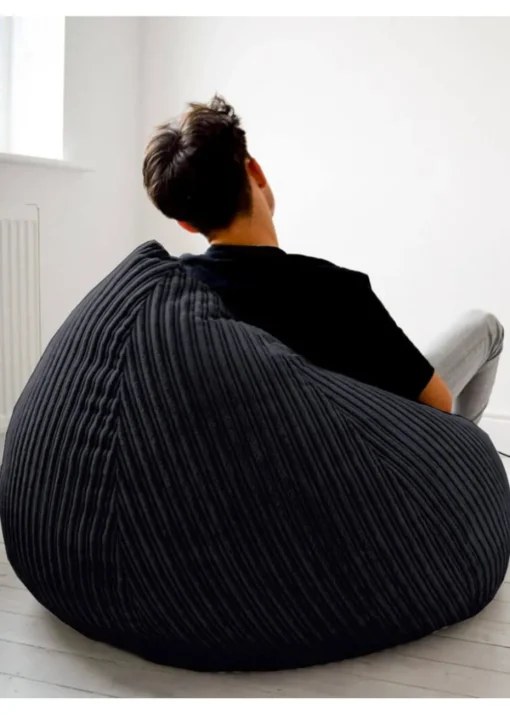 rucomfy Jumbo Cord Slouchbag Black Beanbag
