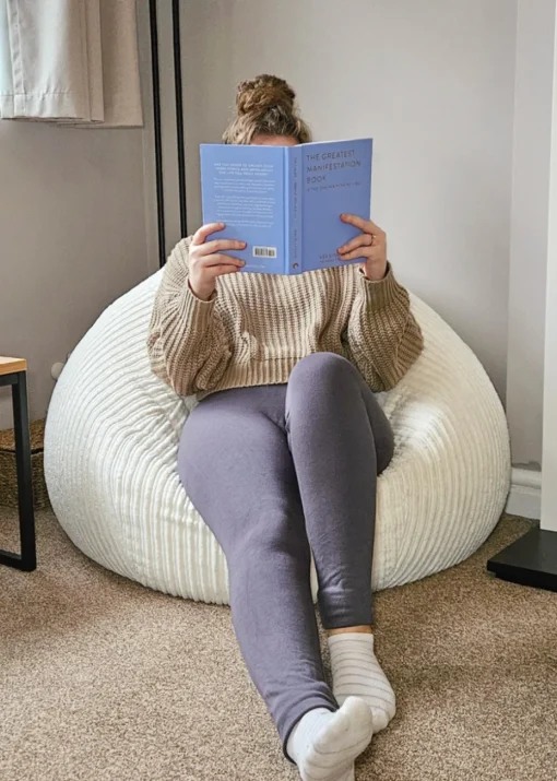rucomfy Jumbo Cord Slouchbag Ivory Beanbag