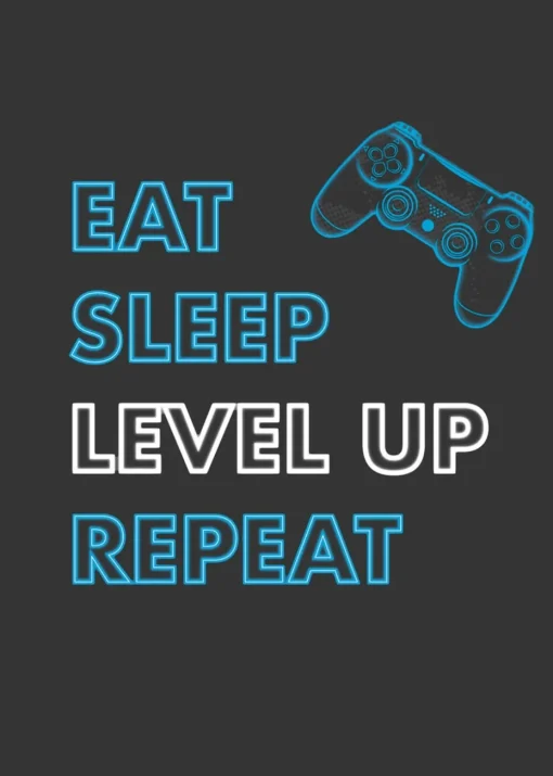 rucomfy Printed Eat Sleep Level Up Repeat Cushion