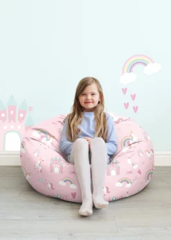 rucomfy Printed Kids Medium Unicorn Castle Beanbag