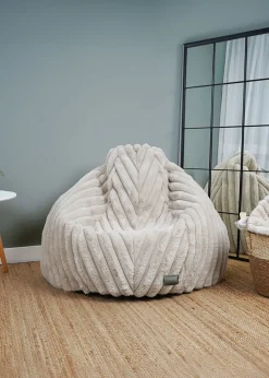 rucomfy Ribbed Faux Fur Slouchbag Cream Beanbag