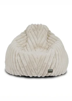 rucomfy Ribbed Faux Fur Slouchbag Cream Beanbag
