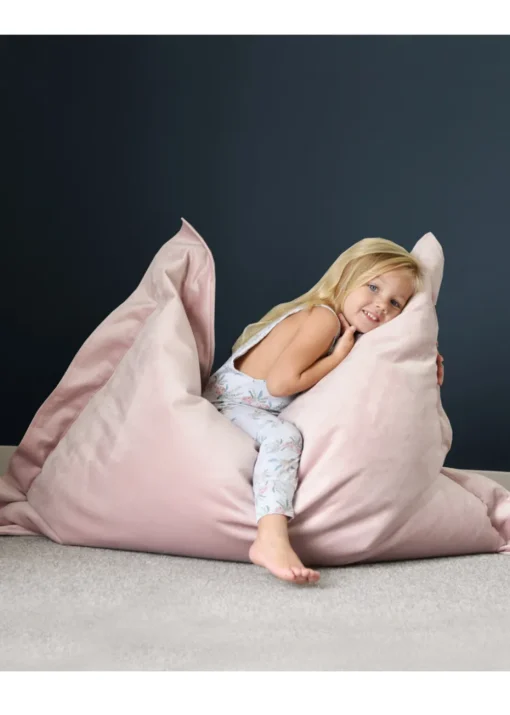 rucomfy Velvet Junior Squarbie Pink Beanbag