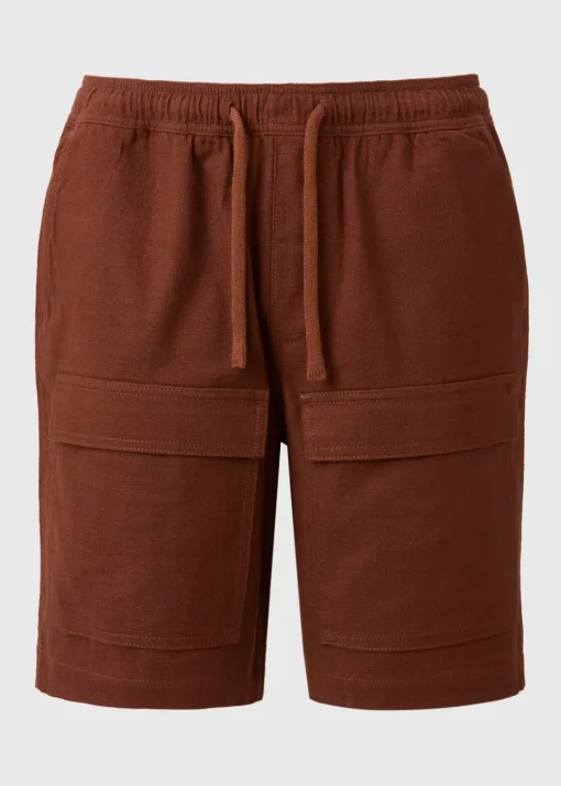 Rust Textured Cargo Shorts