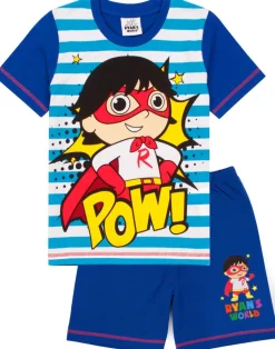 Ryan's World White Striped Kids Shortie Pyjamas (2-8 Years)