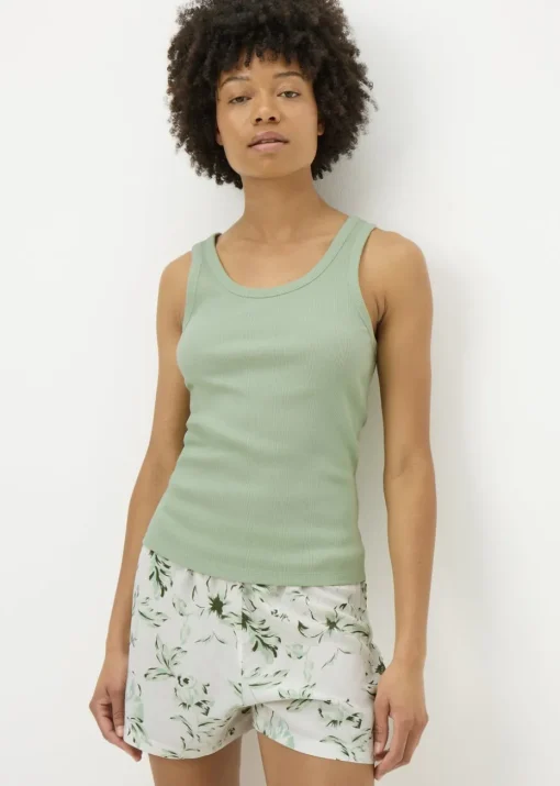 Sage Green Floral Shorts & Vest Pyjama Set