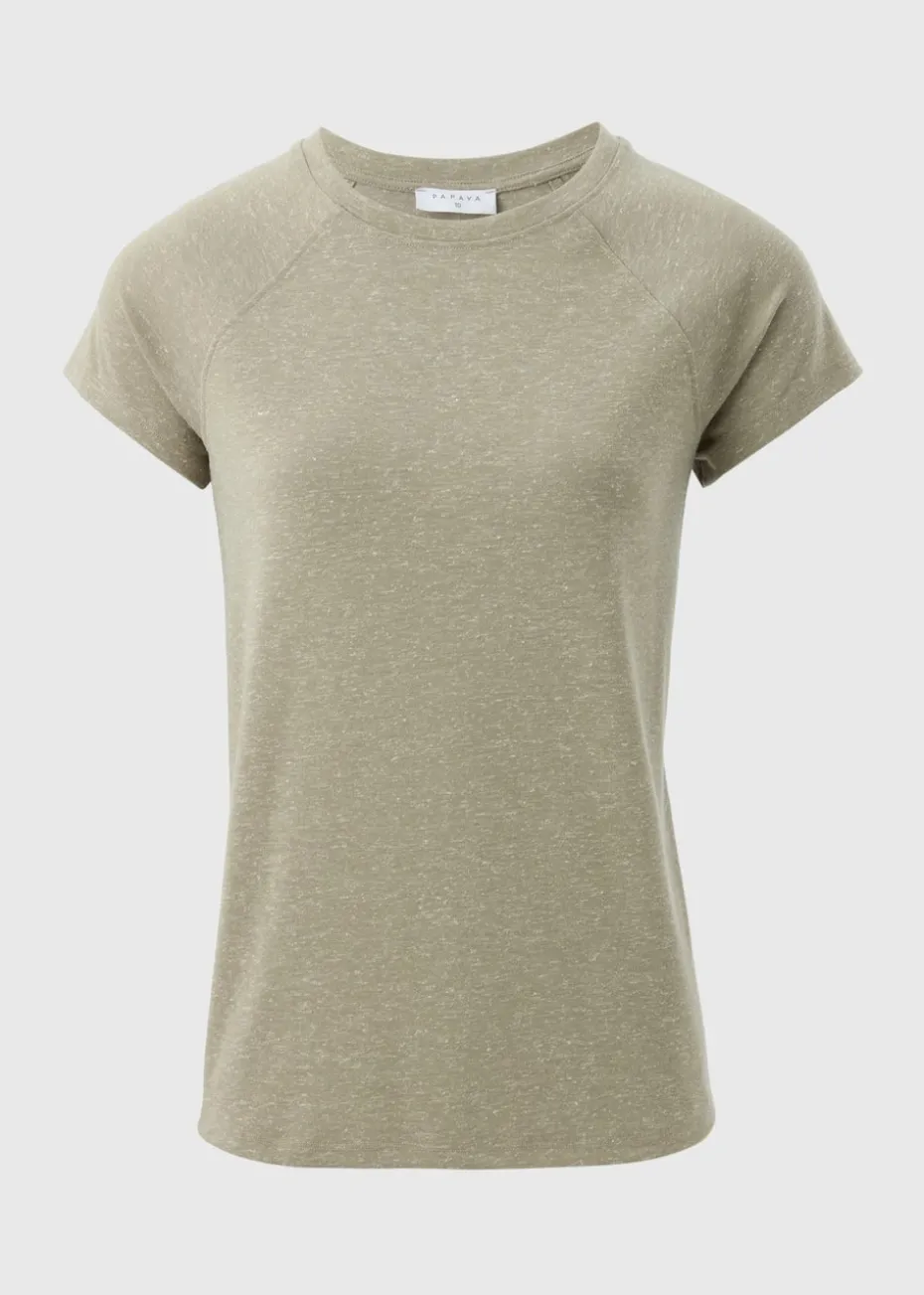 Sage Linen Blend Regular Fit T-Shirt