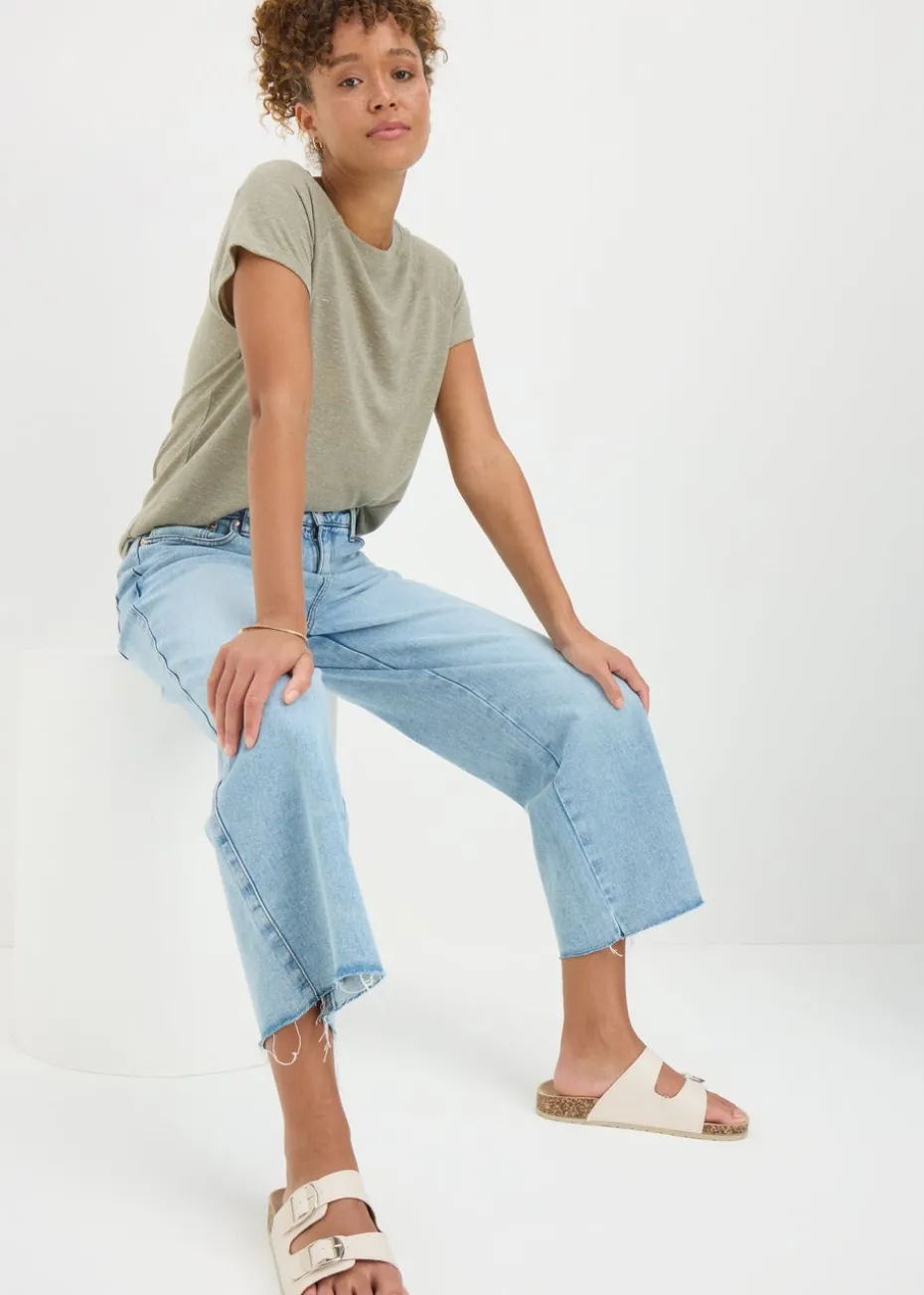 Sage Linen Blend Regular Fit T-Shirt