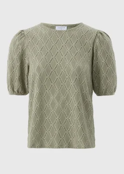 Sage Textured Puff Sleeve Top
