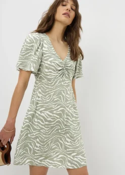 Sage Zebra Print Mini Dress
