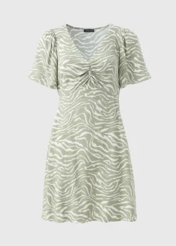 Sage Zebra Print Mini Dress