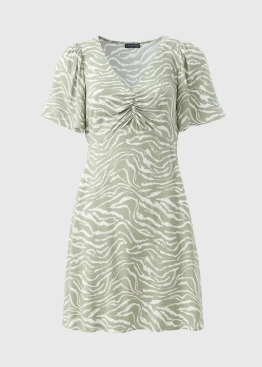 Sage Zebra Print Mini Dress