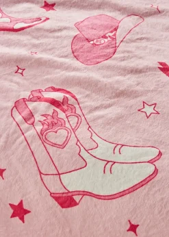 Sassy B Cowgirl Boots Cosy Fleece 200x240cm Oversized Blanket Throw