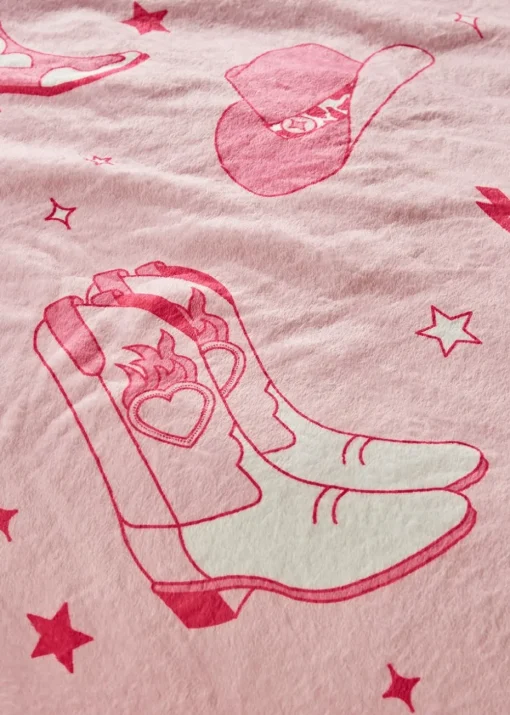 Sassy B Cowgirl Boots Cosy Fleece 200x240cm Oversized Blanket Throw