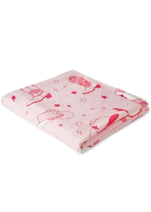 Sassy B Cowgirl Boots Cosy Fleece 200x240cm Oversized Blanket Throw