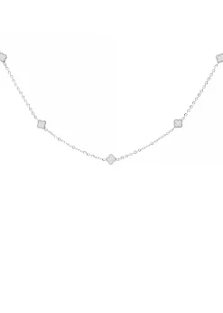 Say It With Silver & Pearl Clover Dainty Choker Necklace