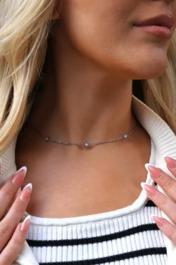 Say It With Silver & Pearl Clover Dainty Choker Necklace