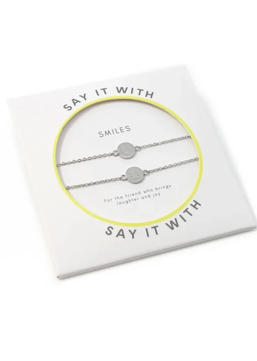 Say It With Silver Children's Smiley Friendship Bracelets