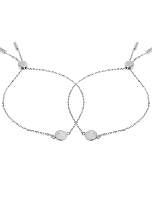 Say It With Silver Children's Smiley Friendship Bracelets