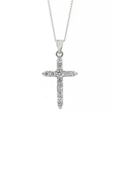 Say It With Silver Claw Set Cross Necklace