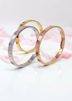 Say It With Silver Hinged Stone Bangle