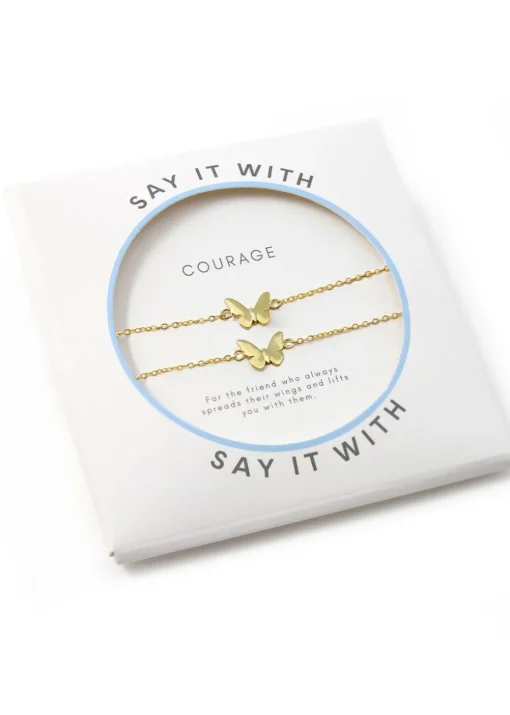 Say It With Yellow Gold Children's Butterfly Friendship Bracelets
