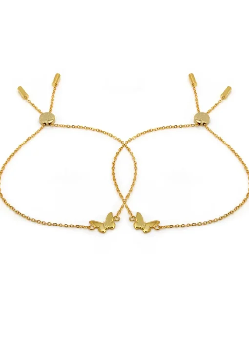 Say It With Yellow Gold Children's Butterfly Friendship Bracelets
