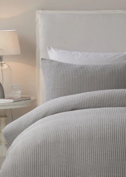Serene Lindly Waffle Silver Duvet Cover Set