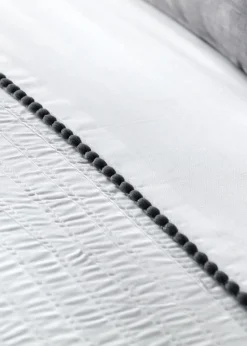 Serene Pom Pom Grey Duvet Cover Set