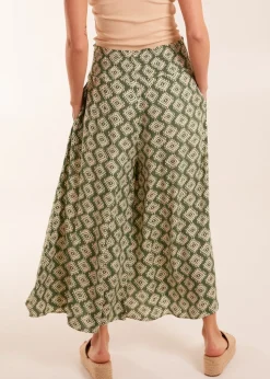 Shirred Waist Wide Leg Aztec Trouser