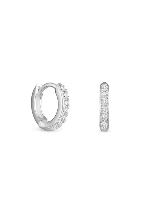 Simply Silver Sterling Silver 925 Cubic Zirconia Mini Hoop Earrings