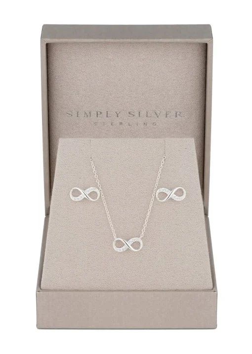 Simply Silver Sterling Silver 925 Infinity Set - Gift Boxed