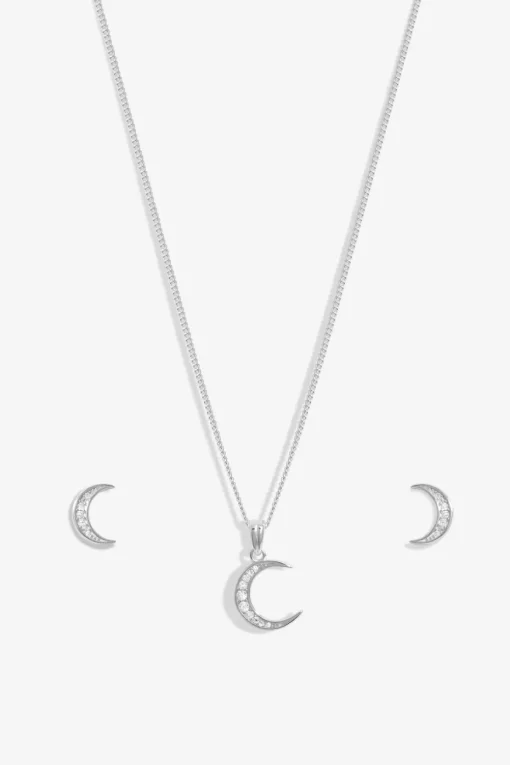 Simply Silver Sterling Silver 925 Cubic Zirconia Crescent Set - Gift Boxed