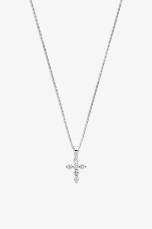 Simply Silver Sterling Silver 925 Cubic Zirconia Mini Cross Pendant