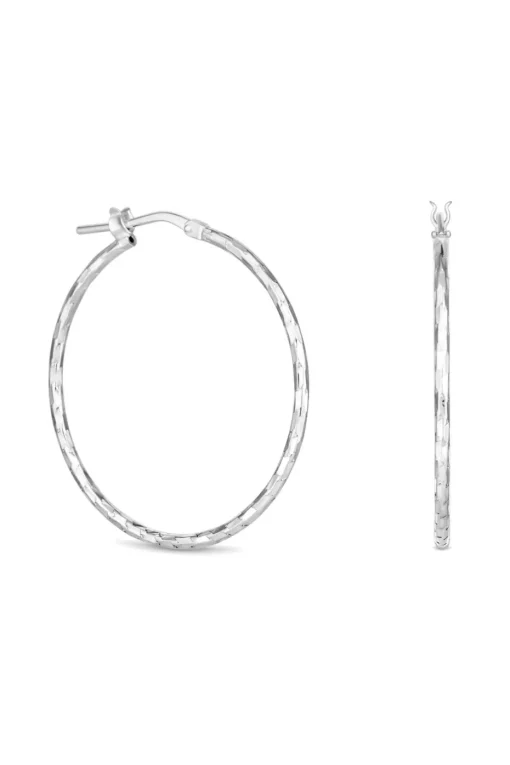 Simply Silver Sterling Silver 925 Fine Diamond Cut Hoop Earrings