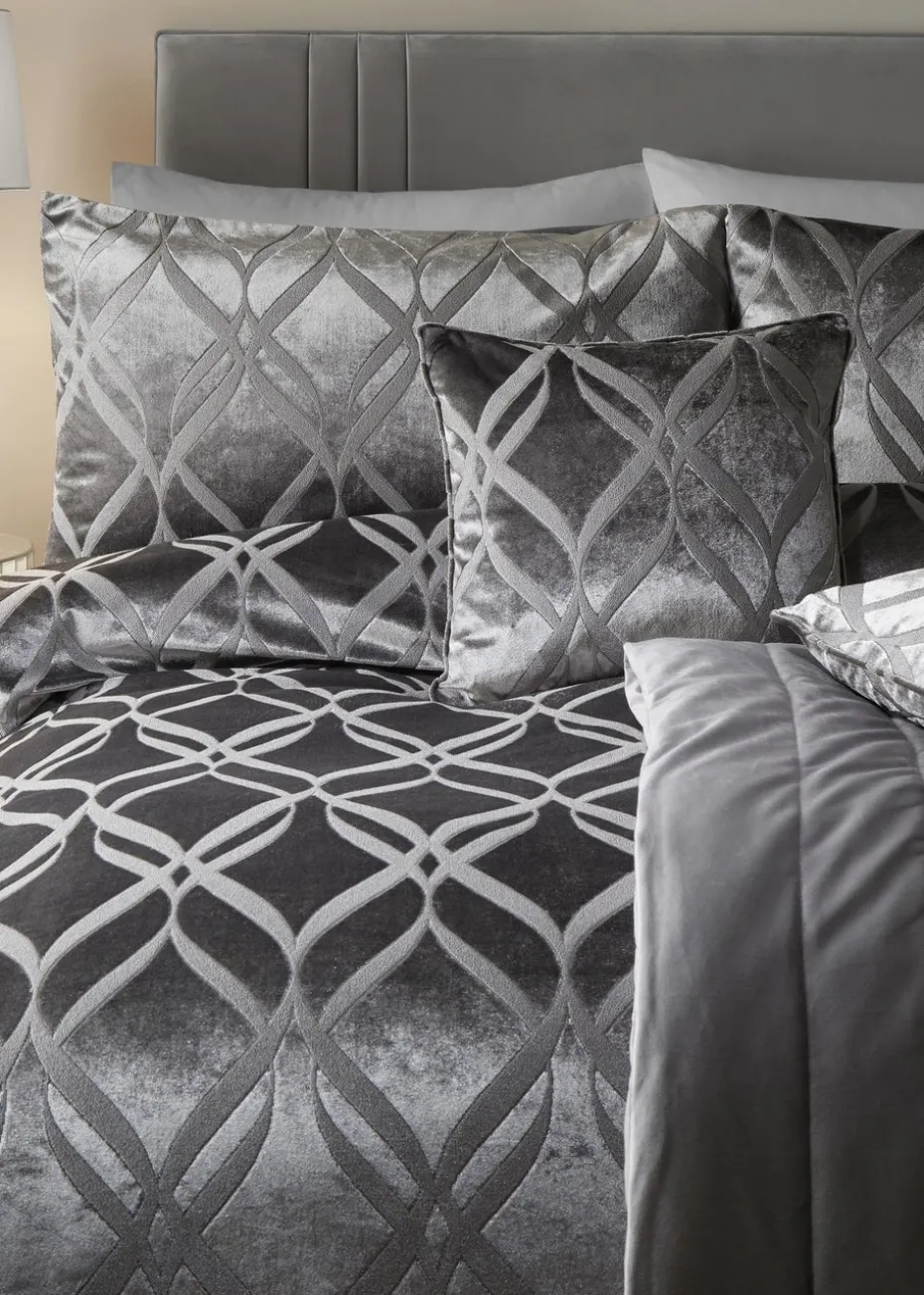 Soiree Belfort Velvet Grey Duvet Cover Set