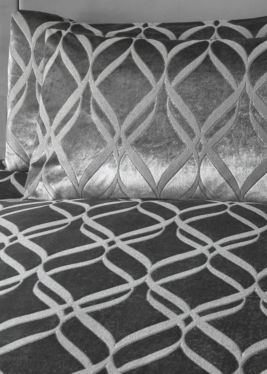 Soiree Belfort Velvet Grey Duvet Cover Set