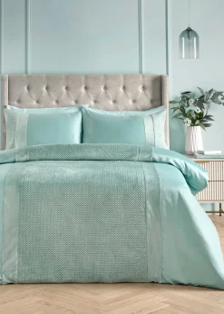 Soiree Iras Velvet Duck Egg Duvet Cover Set