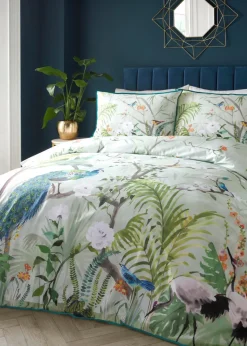 Soiree Peacock Jungle Sateen Multi Duvet Cover Set