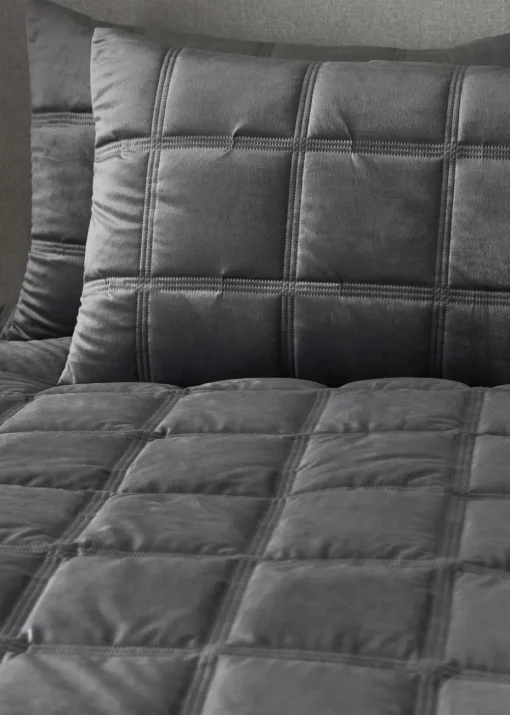 Soiree Slate Brighton Square Velvet Duvet Cover Set