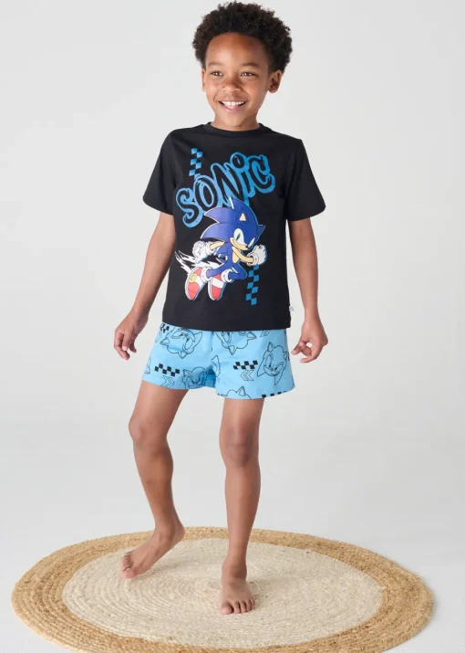 Sonic The Hedgehog Black/Blue Short Pyjama Set (4-12 Years)
