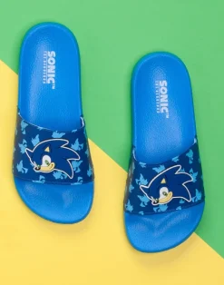 Sonic The Hedgehog Kids Blue Sliders (Younger 10-Older 3)