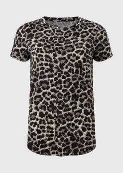 Souluxe Brown Leopard Print Longline T-Shirt